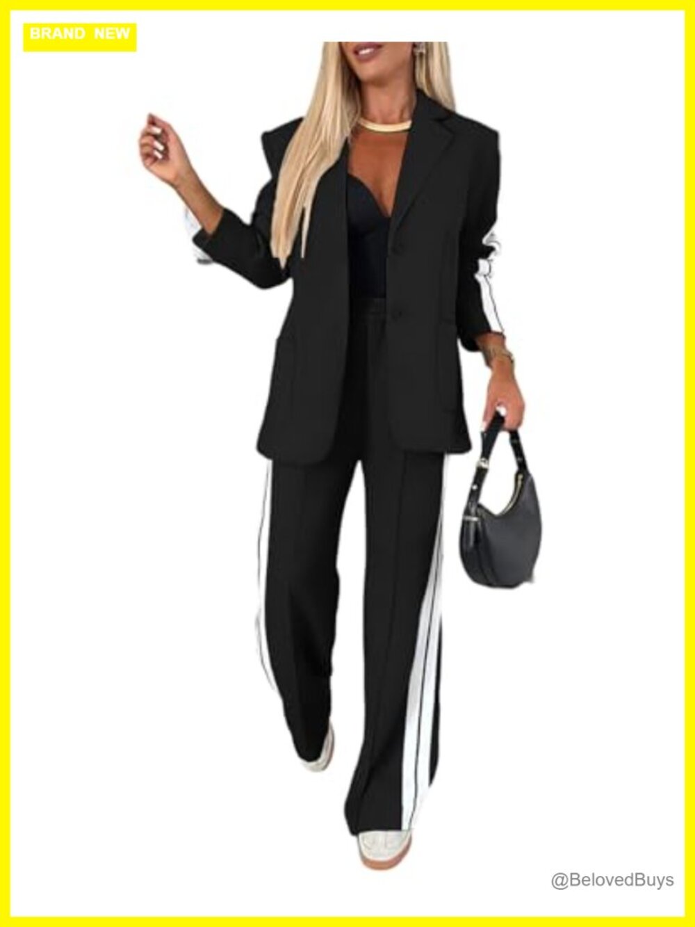 CHICME Womens 2 Piece Blazer Wide Leg Pants Set Business Casual Travel Outfit